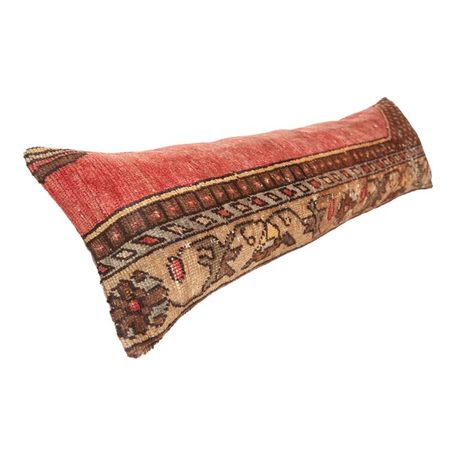 Handwoven Decorative REd&Brown Tone Lumbar Rug Pillow Cover -13'' X 44'' For Sale