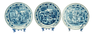 20th Century Dutch Porcelain Plates by Royal Goedewaagen of Delft Blue, Holland, 1940s, Set of 3