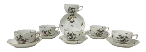 Porcelain Rothschild Cups and Saucers from Herend Hungary, 1960s, Set of 12