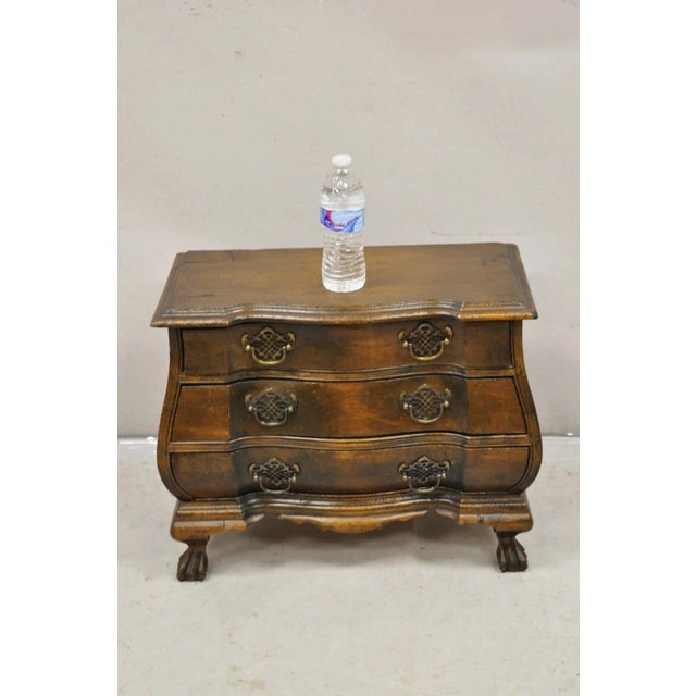 Vintage Small Salesman Sample Chippendale Georgian Style 3 Drawer Bombe Commode Jewelry Box. Item features a small unique...