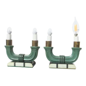 1930s Art Deco French Shelf Lamps - a Pair