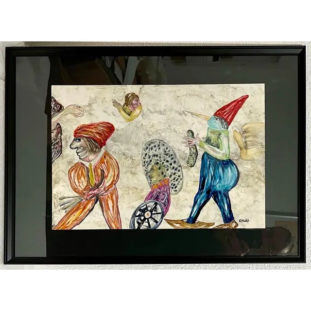 Ramon Carulla, Cuban Art Abstract Oil Painting Latin American Ramon Carulla Surrealist Folk Art For Sale - Image 12 of 14