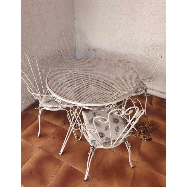 Wrought Iron Garden Table and Chairs, 1960, Set of 5 For Sale - Image 4 of 4