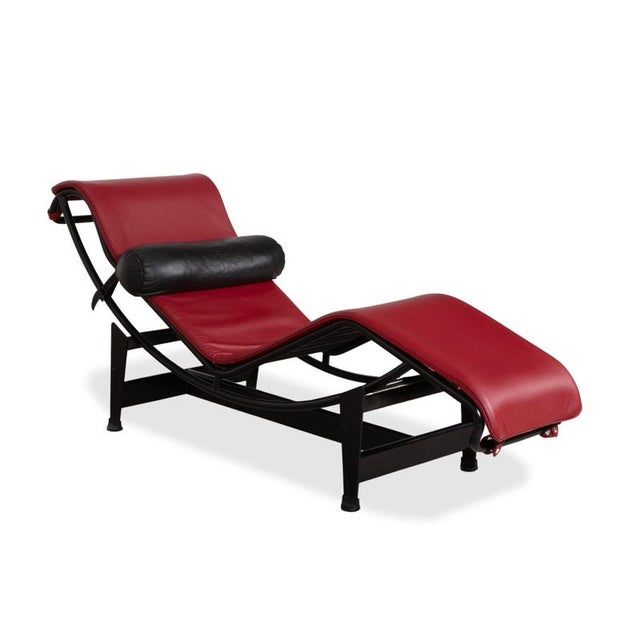 Cassina Bauhaus LC 4 Leather Chaise Lounge in Red by Le Corbusier for Cassina For Sale - Image 4 of 16