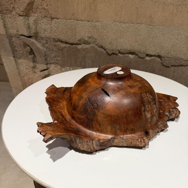 Brown Studio Craft Handcrafted Walnut Wooden Bowl Js Greenwald Mid-Century For Sale - Image 8 of 9