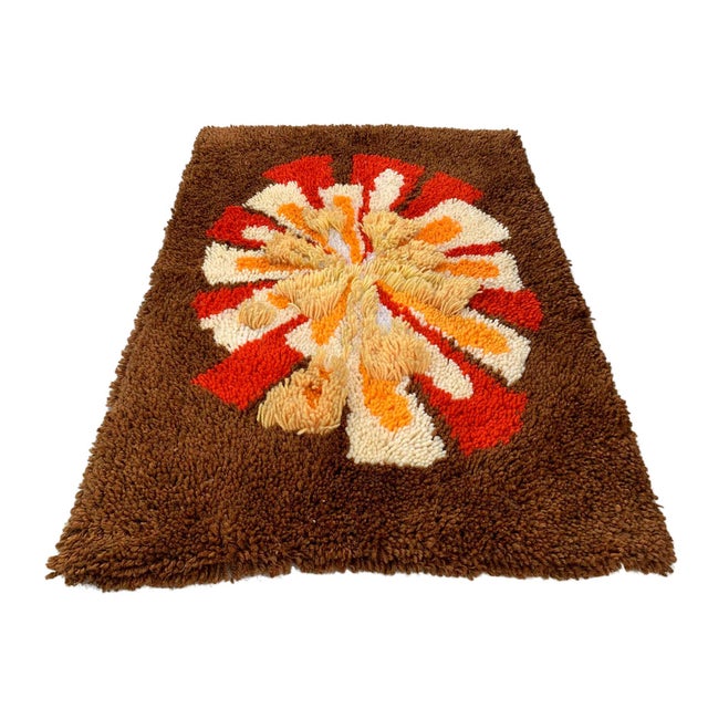 1960s Vintage Latch Hook Brown Shag Rug 2′ × 2′11″ Chairish