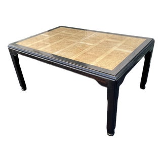 Raymond Sobota for Century- Chinoiserie Black Lacquer and Burlwood Dining Table For Sale
