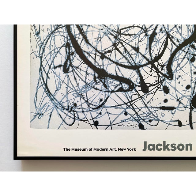 Jackson Pollock Vintage 1998 Abstract Expressionist Lithograph Print Framed Modernist Exhibition Poster " Number 14 : Gray " 1948 For Sale - Image 9 of 17