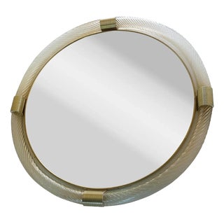 Round Torciglione Gold Murano Glass Wall Mirror by Simoeng for Simoeng For Sale