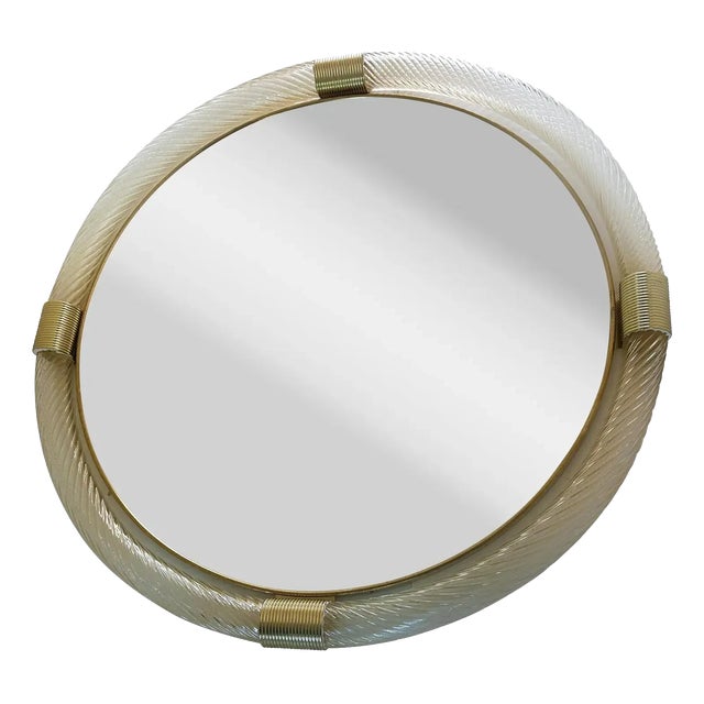 Round Torciglione Gold Murano Glass Wall Mirror by Simoeng for Simoeng For Sale