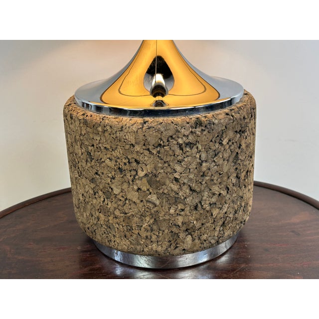 Vintage Cork and Chrome Lamp, 1970s For Sale - Image 3 of 11