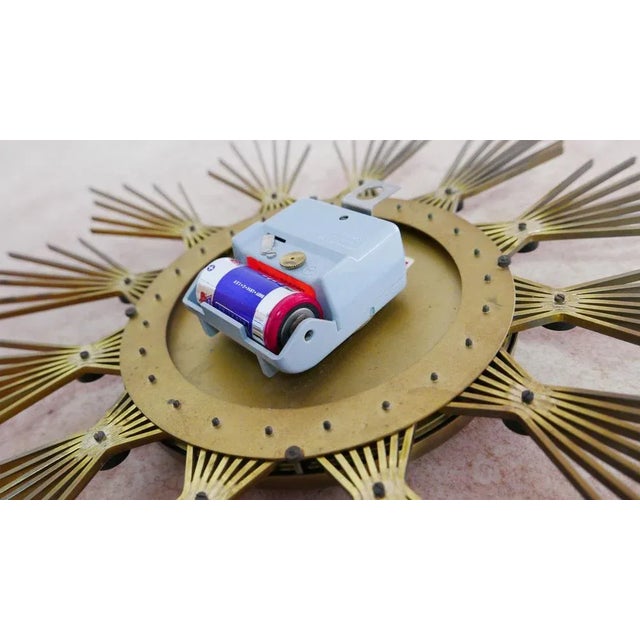 Mid-Century Modern Brass Sunburst Wall Clock from Atlanta Electric, Germany, 1960s For Sale - Image 3 of 12