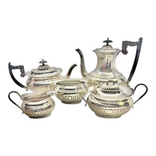 Antique William Adam’s Sheffield Silver Plated Five-Piece Coffee & Tea Service For Sale