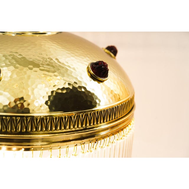 Art Deco Hammered Table Lamp with Glass Sticks, Vienna, 1920s For Sale - Image 6 of 11