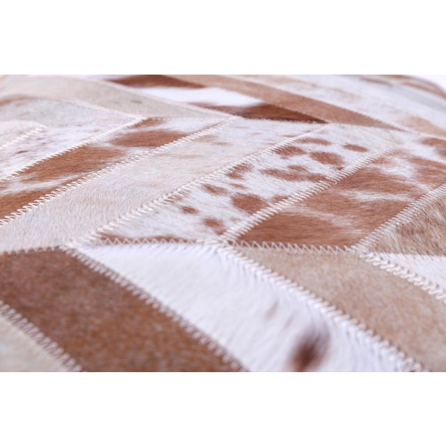 2020s Luxury Chevron Genuine Hair-on Cowhide Pillow 18x18 | Handmade For Sale - Image 5 of 7