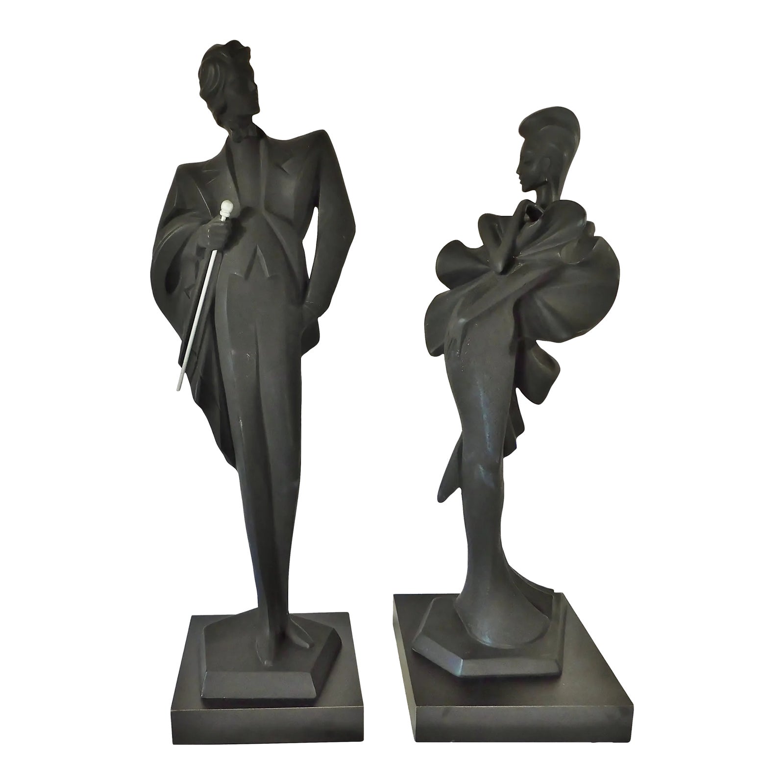 Pair 1990 Alexsander Danel Austin Productions Art Deco Black