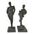 Pair 1990 Alexsander Danel Austin Productions Art Deco Black Matte Man & Woman Sculptures For Sale