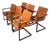 Vintage Cognac Leather Cantilever Armchairs, Set of 6 For Sale