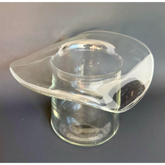 Glass Vintage Sculptural Glass Top Hat Ice Bucket / Wine Chiller Barware For Sale - Image 7 of 10