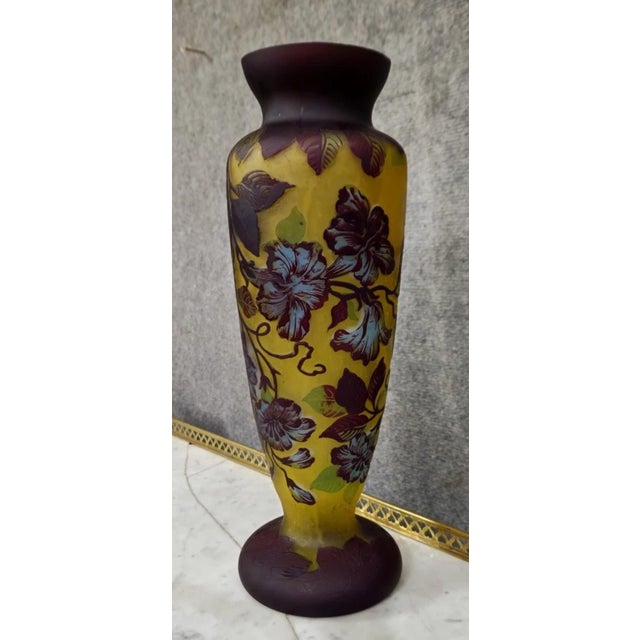 Ceramic Multi-Layered Glass Vase with Floral Decoration, 1890s For Sale - Image 7 of 7