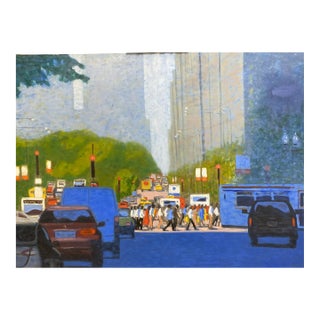 1990s Crossing Mag Mile Contemporary Oil Painting For Sale