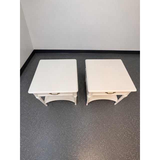 Wood 1970's Neoclassical Henredon Painted Nightstands- A Pair For Sale - Image 7 of 11