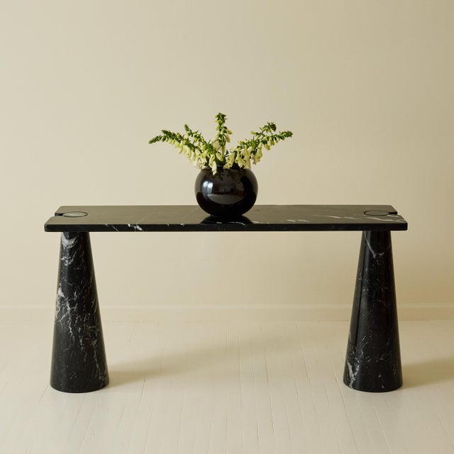 Brutalist Angelo Mangiarotti "Eros" Black Marble Console Table, 1970s For Sale - Image 3 of 11