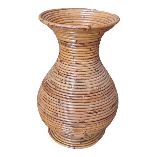 Vintage Boho Chic Pencil Reed Vase For Sale