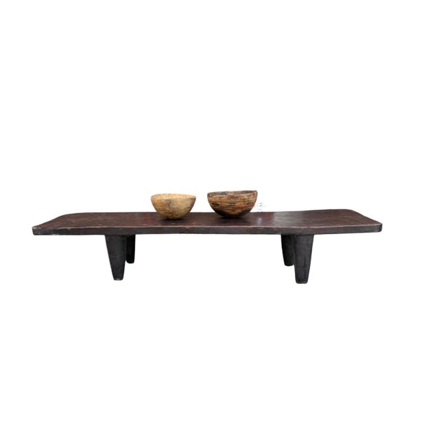 Vintage Large-Tribal-Wood-Senufo-Coffee-Table stool-78.5" W For Sale - Image 9 of 10