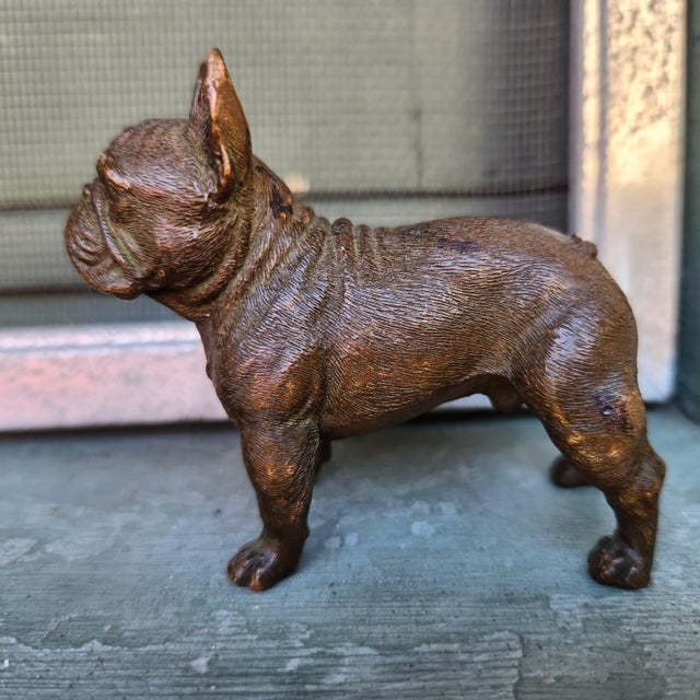 An amazing solid bronze Japanese statue of a French Bulldog. Beautifully cast with great attention to crisp detail ....