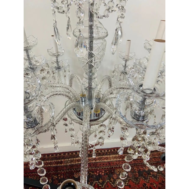 Art Deco Style Large Crystal Chandelier in the Manner of Waterford For Sale In New York - Image 6 of 12