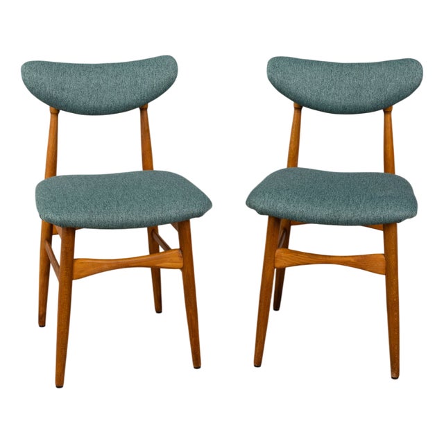 Vintage Italian Chairs in Green Fabric, 1960s, Set of 4 For Sale