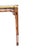 George III Mahogany Table shaped rectangular top with brass bound edge with conforming fret carved frieze. Tapered square...