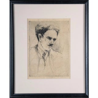 Early 20th Century Portrait Etching Attributed to Robert Maxfield, Framed For Sale