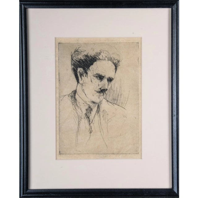 Early 20th Century Portrait Etching Attributed to Robert Maxfield, Framed For Sale