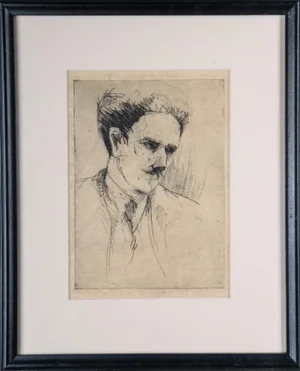 Early 20th Century Portrait Etching Attributed to Robert Maxfield, Framed