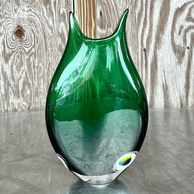Vintage Boho Art Glass Vase For Sale In West Palm - Image 6 of 6