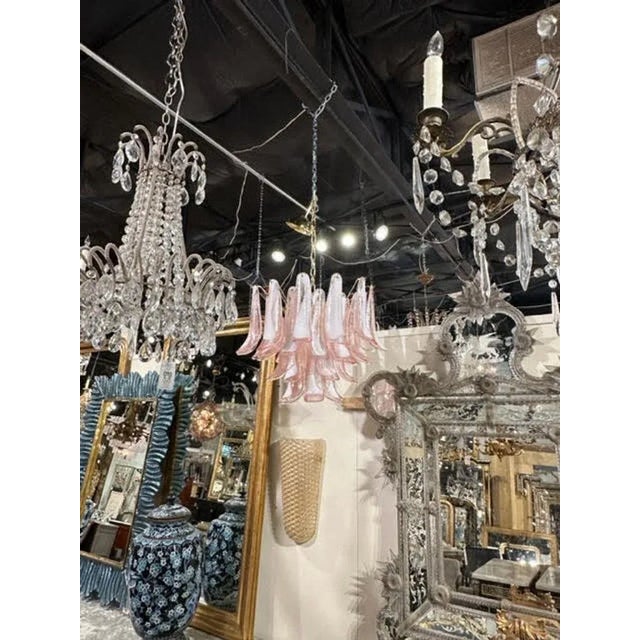 Pink Modern Pink and White Saddle Chandelier For Sale - Image 8 of 8