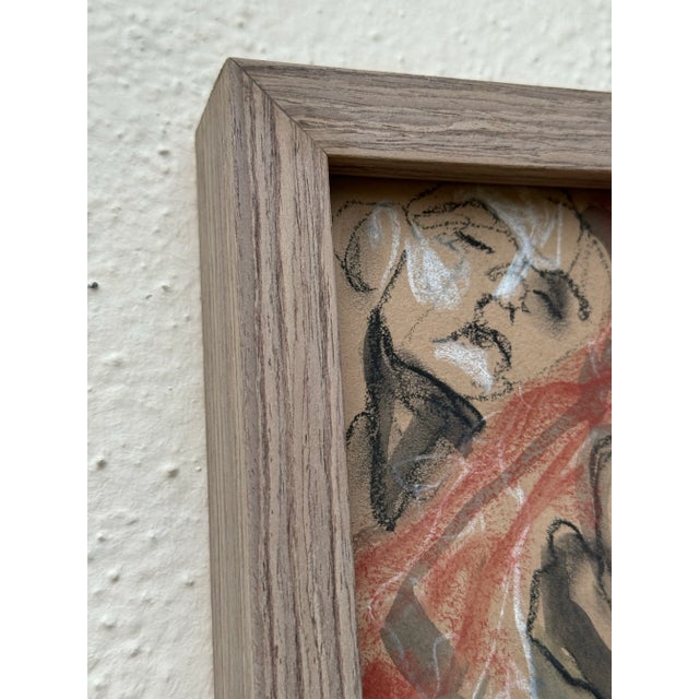 Plastic Figurative Drawing : Gorgeous Abstract / Figurative Artwork Newly Framed in Light Wood Frame, Conte Drawing by Erica Everage Art For Sale - Image 7 of 8