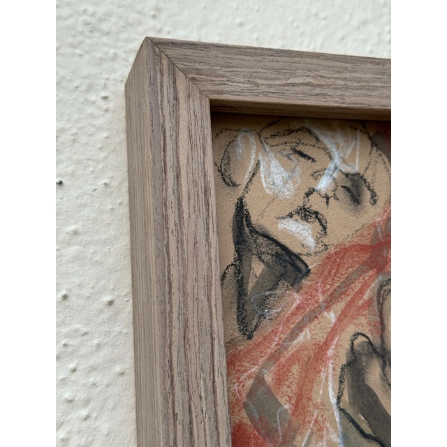 Plastic Gorgeous Abstract / Figurative Wood Framed Conte Drawing by Erica Everage For Sale - Image 7 of 8