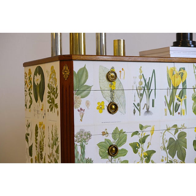 Gustavian style Chest of drawers, made in the 1940s and later beautifully transformed with botanical illustrations from...