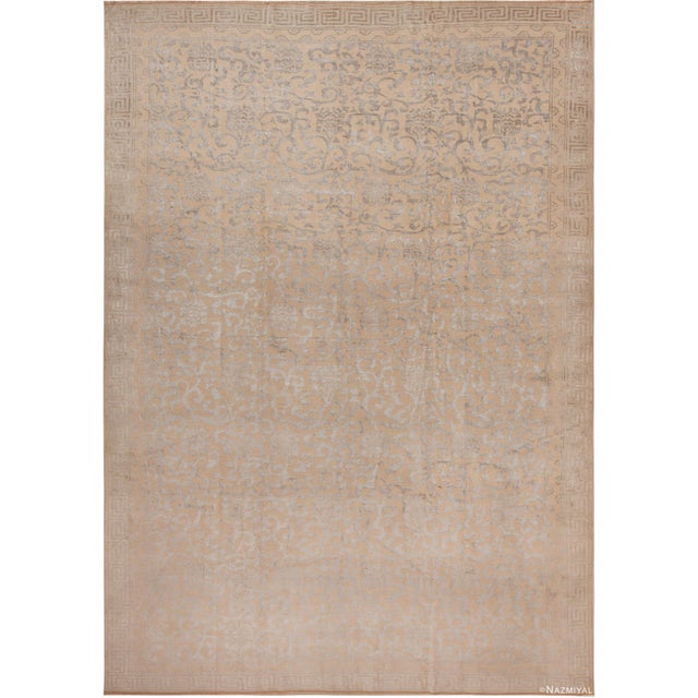 Charming Subtle Botanical Design Modern Silk And Wool Rug, Country of origin: Turkey, Circa date: Modern