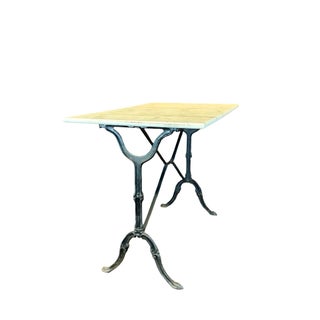 Antique French Marble Top Cafe and Bistro Table With Cast Iron Base For Sale