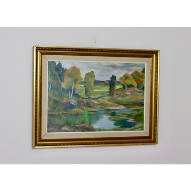 Katarina Fontaine, Lush Landscape, 1960s, Oil on Canvas, Framed For Sale - Image 11 of 11