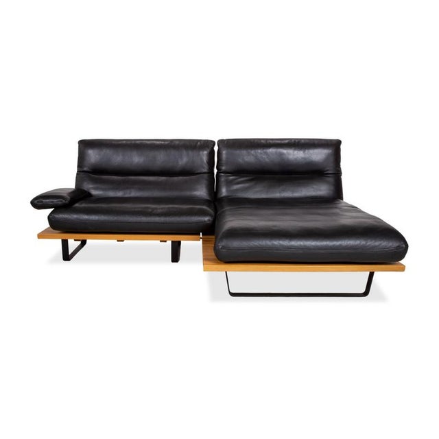 Koinor Marylin Leather Corner Sofa Black Wood Manual Function Sofa Couch For Sale - Image 12 of 13