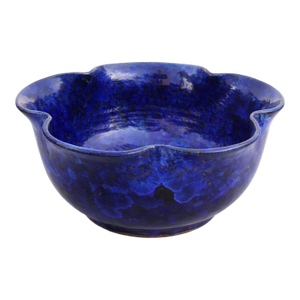 Signed Koski Studio Pottery Bowl, 2003 – Cobalt Crystalline Glaze – Sculptural Decorative Centerpiece