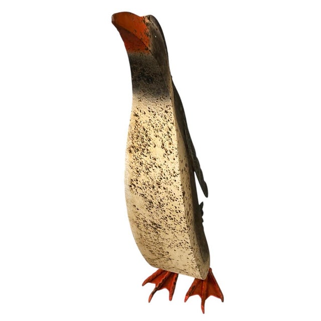 Metal Mid-Century Style Distressed Sheet Metal Penguin Garden Statues - 2 Pieces For Sale - Image 7 of 12