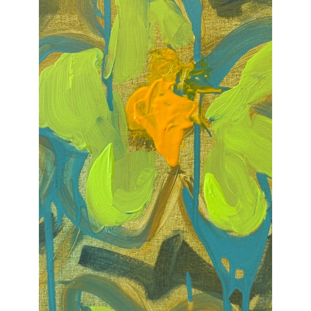 Abstract Green & Gold Floral Still Life – Modern Statement Artwork For Sale - Image 10 of 12