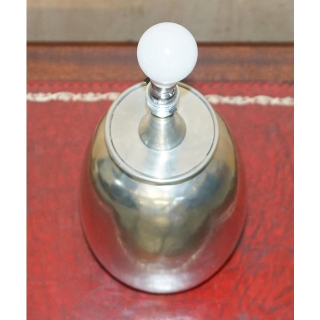 Large Owl Dome Shaped Pewter Table Lamp For Sale - Image 9 of 14