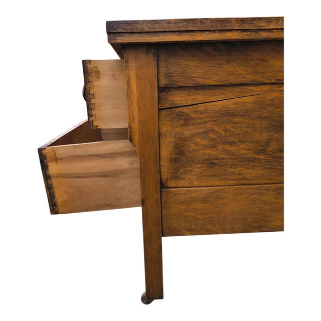 Antique St. Louis Holtgrewe-Vornbrock 3-Drawer Wood Chest With Original Label & Original Wood Wheel Casters For Sale - Image 13 of 16
